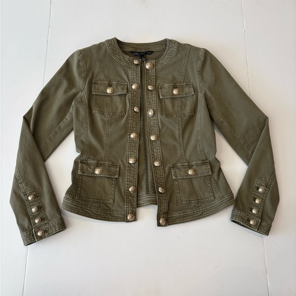 White House Black Market Jackets & Blazers - White House Black Market Olive Jacket with Gold Accents 4